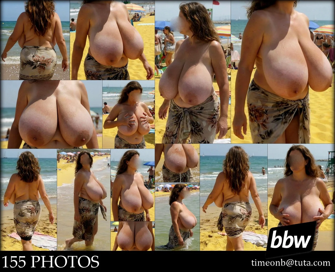 Macromastia topless mature tits – extremely heavy huge breasts beach candid Mature woman with macromastia and extremely heavy huge breasts topless at the beach candid