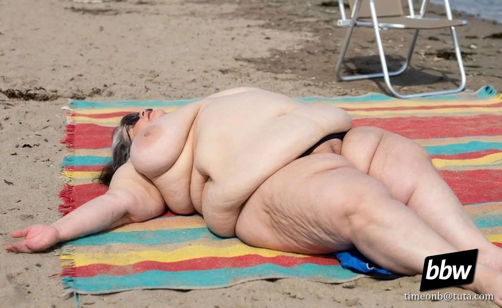 SSBBW nude granny beach voyeur with pussy ready to get fucked SSBBW nude granny with huge tits and wet pussy ready to fuck on the beach candid voyeur