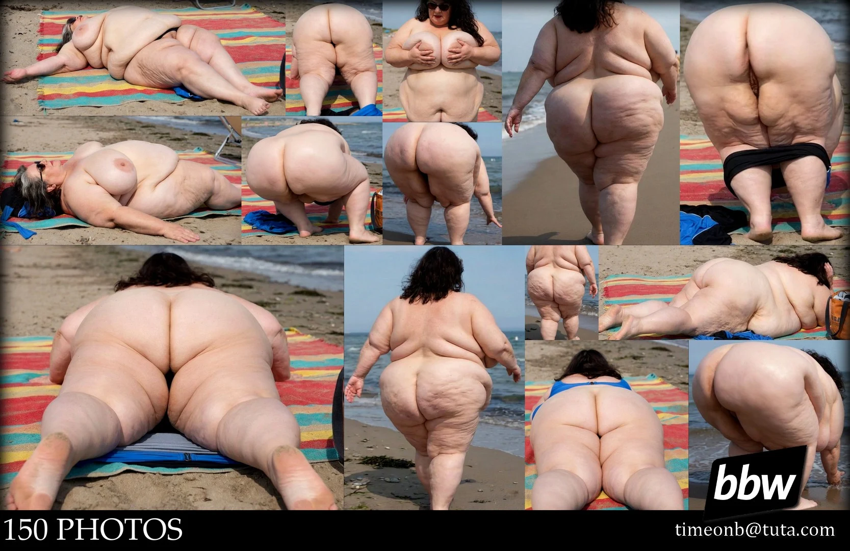 SSBBW nude granny beach voyeur with pussy ready to get fucked SSBBW nude granny with huge tits and wet pussy ready to fuck on the beach candid voyeur