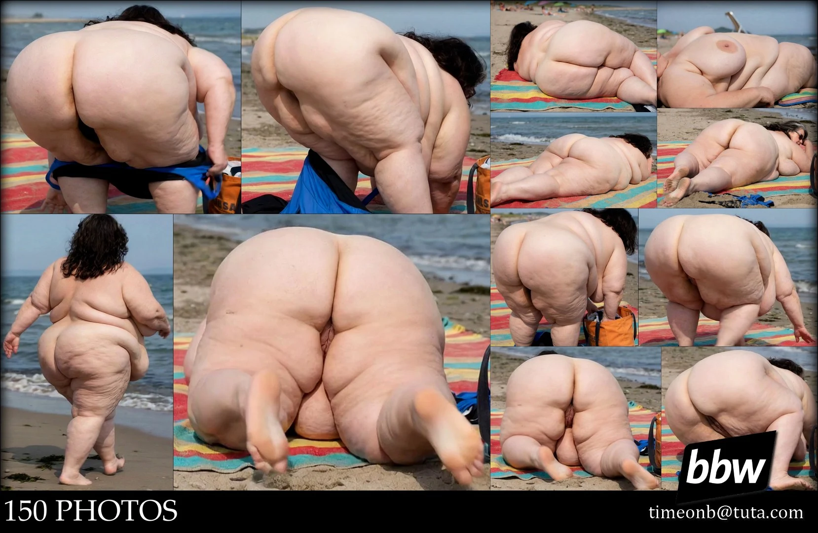 SSBBW nude granny beach voyeur with pussy ready to get fucked SSBBW nude granny with huge tits and wet pussy ready to fuck on the beach candid voyeur
